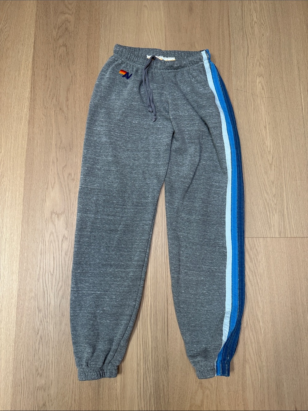 Aviator Nation Gray Sweatpants with Blue Stripe Trim
